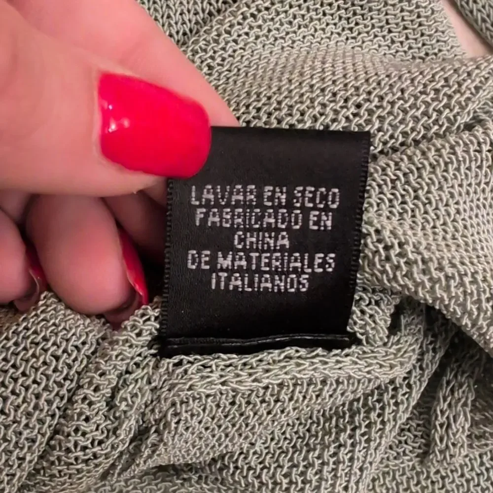 Eileen Fisher Italian Yarn Mesh Knit Top Seafoam Green Size M